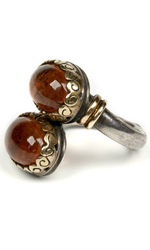 Silver and gold ring with amber from Jaipur, Rajasthan, India