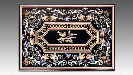 Pietra dura table top with avian motif