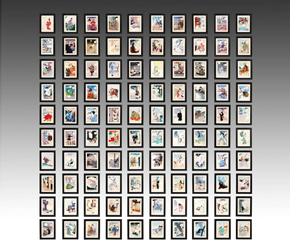 Complete miniature print set of 100 Aspects of the Moon, by Tsukioka Yoshitoshi