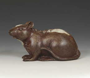 Japanese iron figure depicting a rat
