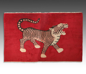 Mongolian pile rug with tiger motif