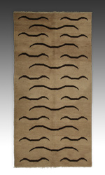 Tibetan pile rug with stylized tiger stripes