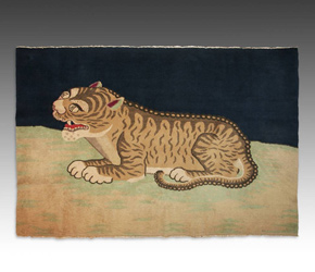 Mongolian pile rug with tiger motif