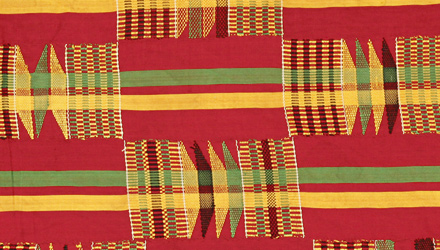 Examples of different colors and patterning used in kente