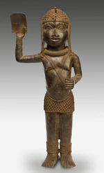 Bronze Standing Female Court Attendant, Republic of Benin, West Africa