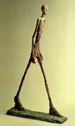 Walking Man II, 1960. Painted bronze, 187 x 27 x 110. Alberto Giacometti. Photo credit: Maeght Foundation, Saint-Paul