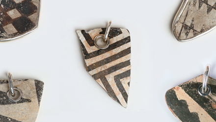 Part of a larger collection of jewelry made from ancient Anasazi pottery shards