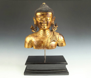 Gilt bronze bust of the Buddha