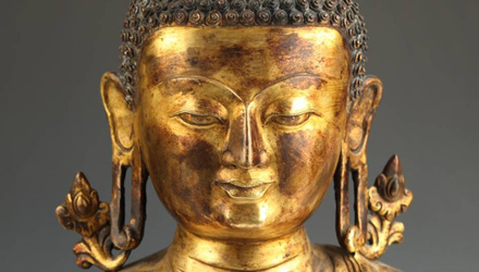 This  bronze Buddha is part of a much larger collection of statuary available exclusively at PRIMITIVE