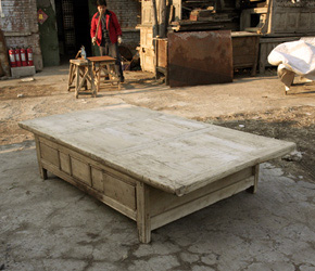 Low table repurposed from a child's bed