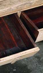This antique child's bed was perfect for repurposing as a table