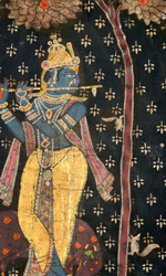 Even the squirrels on the tree nearby succumb to the sounds of Krishna's flute