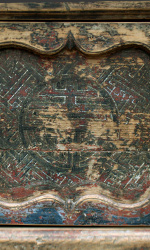 The cabinet doors are painted with symbols for 'double happiness' The cabinet doors are painted with symbols for 'double happiness'