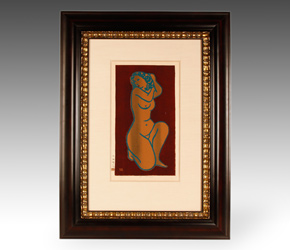 Kneeling Nude woodblock print by Konishi Seiichiro Kneeling Nude woodblock print by Konishi Seiichiro