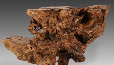 This 2 Tier table is a part of a larger collection of natural root wood tables available in a wide range of sizes