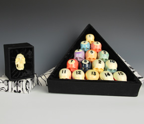 Hand carved Skull Billiard Ball set
