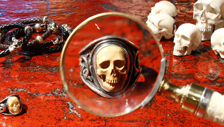 This ring is part of a much larger collection of skull inspired jewelry and objects to arrive at PRIMITIVE