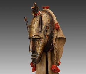 Brass covered mask by the Mark people from Mali, West Africa Brass covered mask by the Mark people from Mali, West Africa