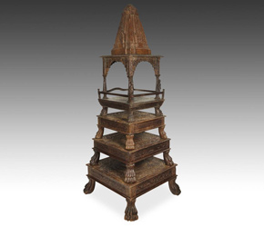 Jain altar carved in teak wood from Gurajat, India Jain altar carved in teak wood from Gurajat, India