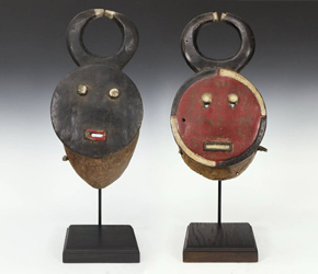 Pair of Kple Kple masks from the Baule people of the Ivory Coast, West Africa