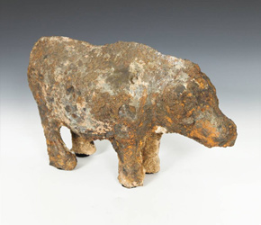 18th C. cast iron Han Style Figure of a Pig