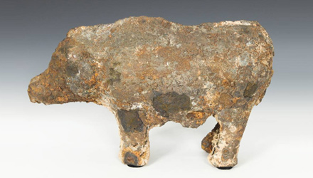 Chinese cast iron Han Style Figure of a Pig