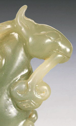 This Brush Rest has Ram and Ruyi motifs – auspicious symbols