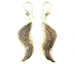 Earrings with Angel Motif crafted in mother-of-pearl