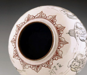 Lidded Ginger Jar Depicting 18 Lohan