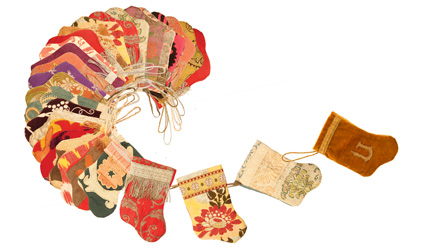 Each stocking is a one-of-a-kind work of art