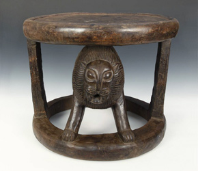 Stool depicting lion motif