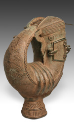 Benin cast bronze mudfish vessel