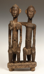 Dogon seated couple, carved wood