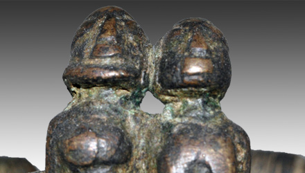 Dogon bronze bracelet of kneeling couple