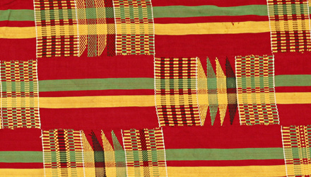 Kente was traditionally woven as thin strips and then stitched together