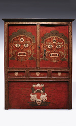 17th-18th C. Tibetan cabinet with Mahakal motif