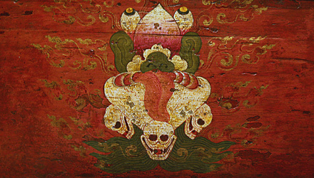17th-18th C. Tibetan cabinet with Mahakal motif