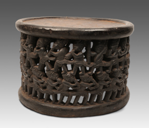 Bamileke Stool with 2 Rows of Figures