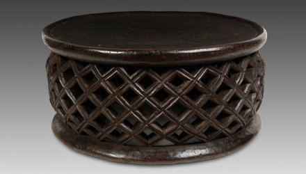 Massive Bamileke Stool or Side Table with stylized 'X' pattern