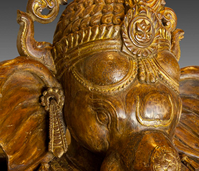 ganesh wood sculpture detail