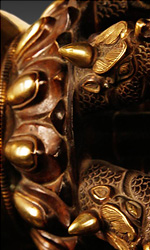 Copper Vajra or Doje on wood base