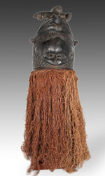 Example of a very traditional Bundu mask, danced by the Mende people, with a very modern crowning element