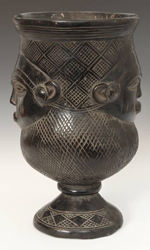Janiform Mbwoongntey or libation cup from the Kuba people of the Republic of Congo, Central Africa