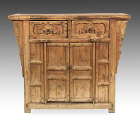 Mid 18th C. antique Chinese altar cabinet with 2 drawers