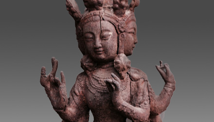 Quan Yin depicted with multiple hands, heads and arms